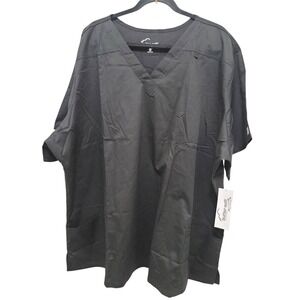 NWT Butter-Soft Unisex 5XL Stretch Black V-Neck Scrub Career Grunge Tunic Utilit